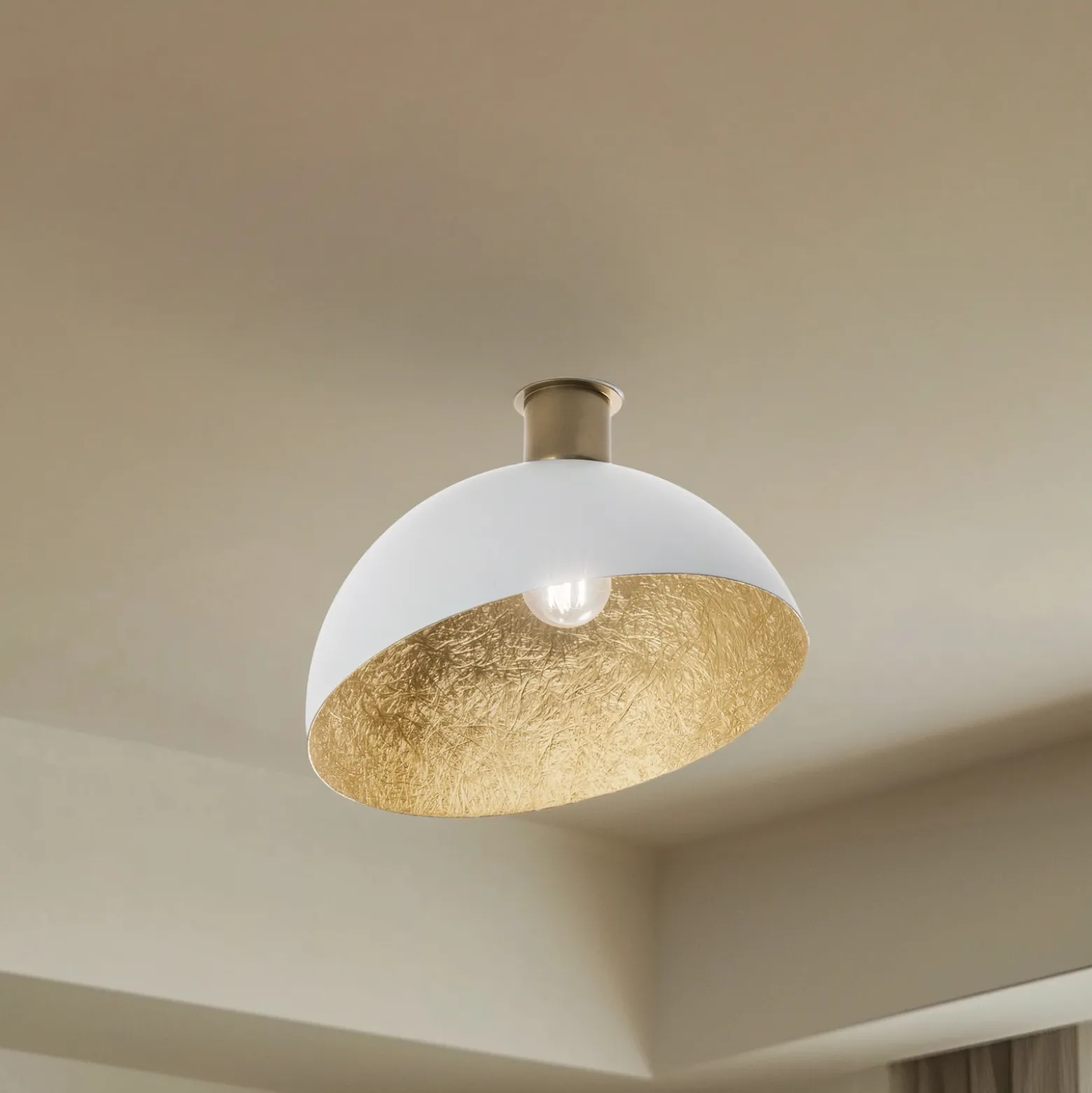 Plafón Sfera, Ø 35 cm, blanco/dorado