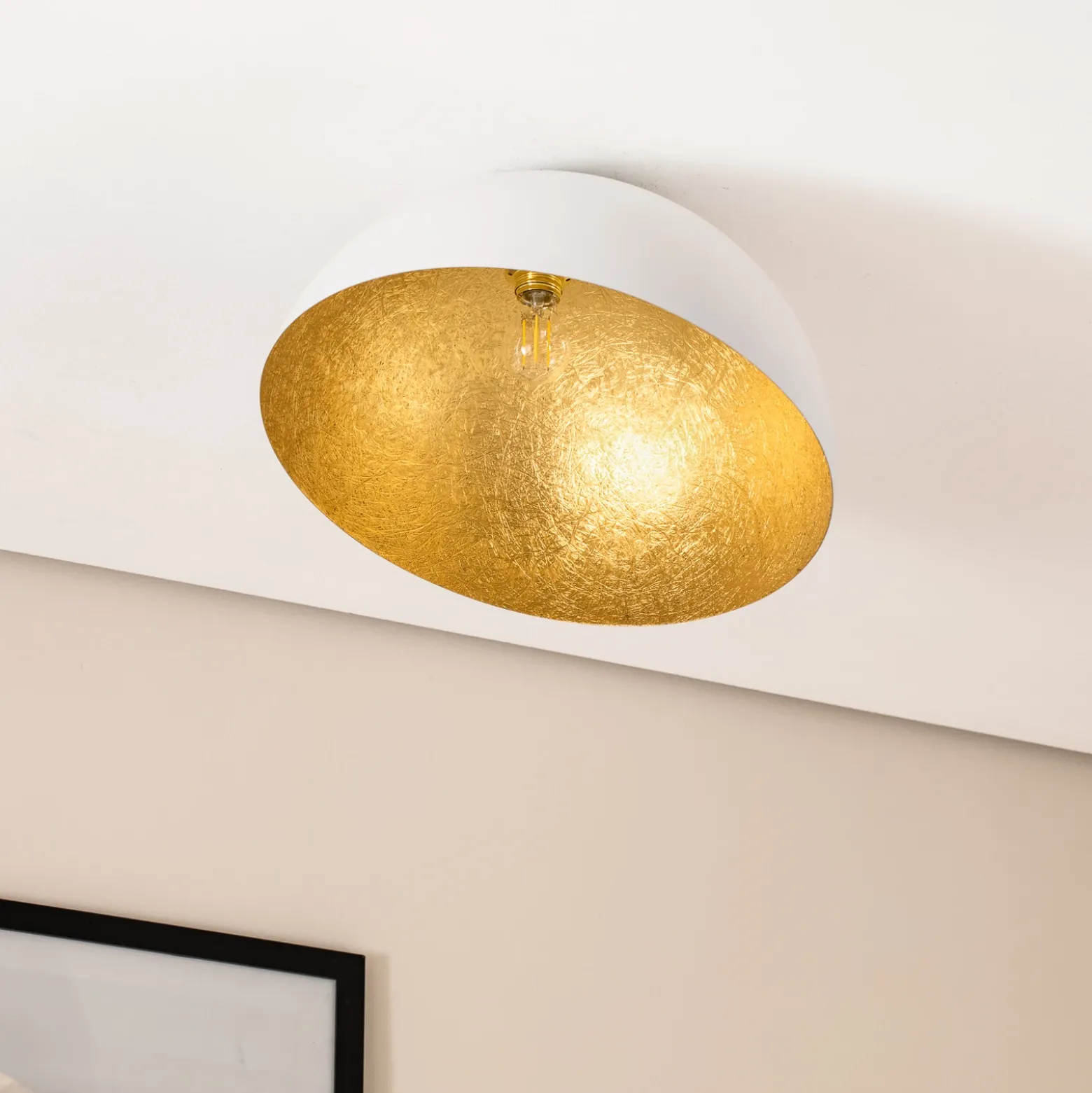 Plafón Sfera, Ø 50 cm, blanco/dorado