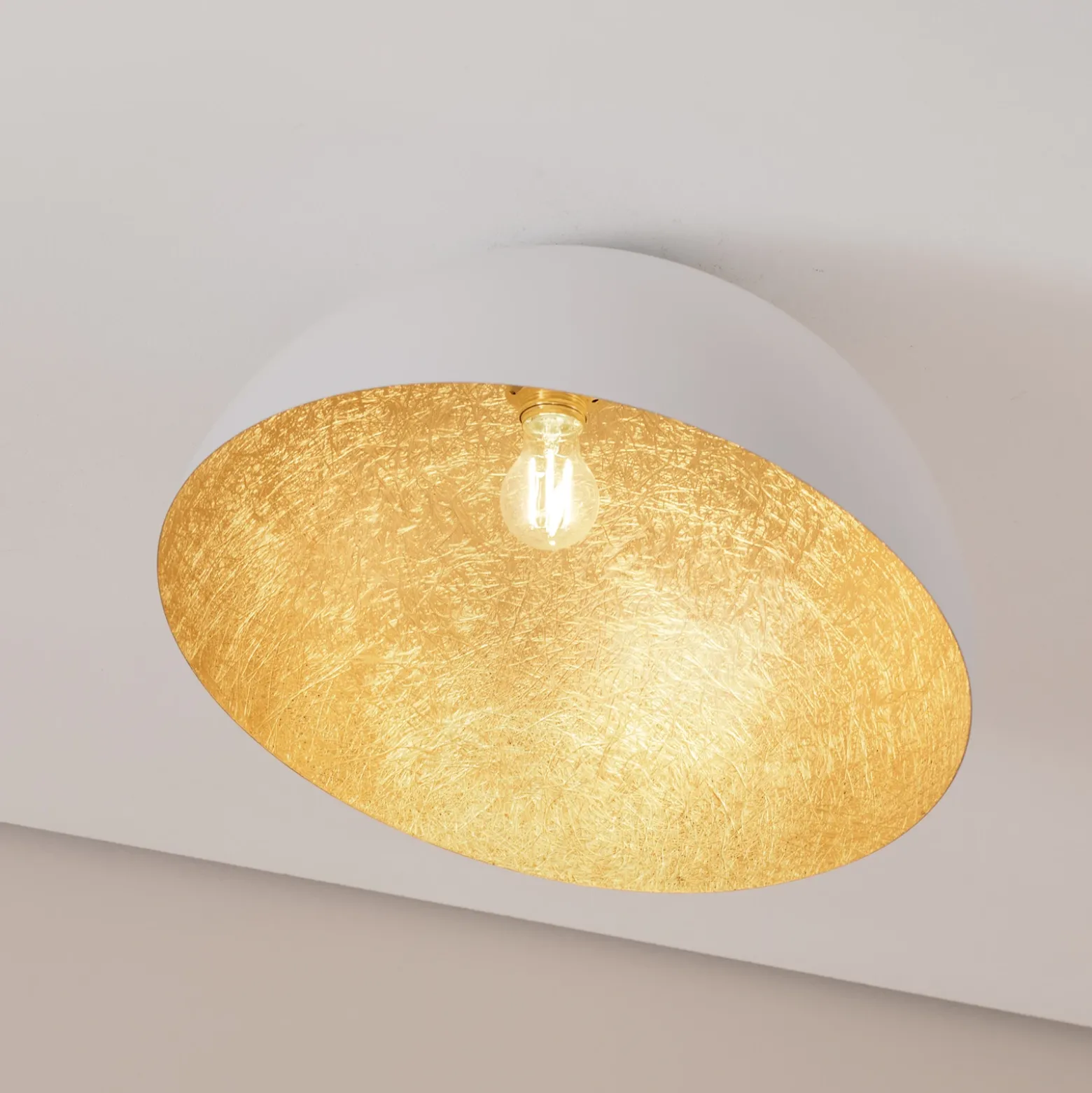 Plafón Sfera, Ø 50 cm, blanco/dorado
