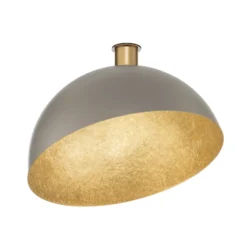 Plafón Sfera, Ø 50 cm, gris topo/dorado, metal, E27