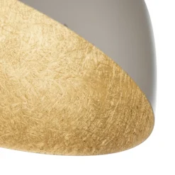 Plafón Sfera, Ø 50 cm, gris topo/dorado, metal, E27