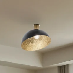 Plafón Sfera, Ø 35 cm, negro/dorado