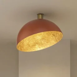 Plafón Sfera, Ø 50 cm, rojo/dorado, metal, E27