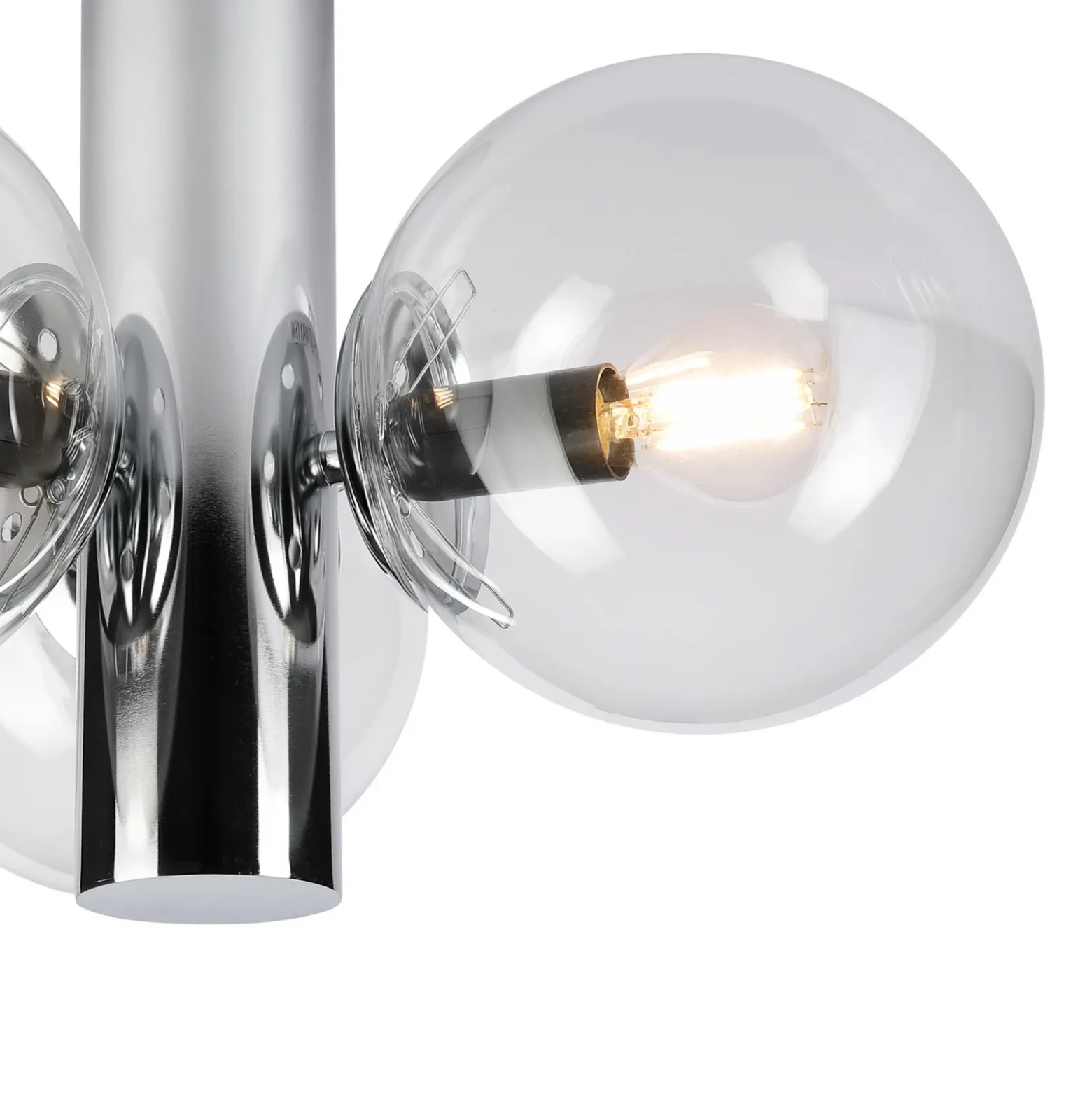 Plafón Sferio, cromado/transparente, cristal, 3 luces, E14