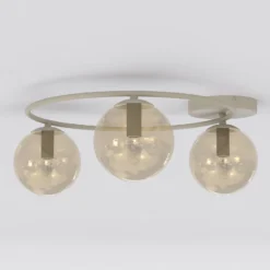 Plafón Sopra, beige, Ø 47 cm, 3 luces, cristal/metal, casquillo E14
