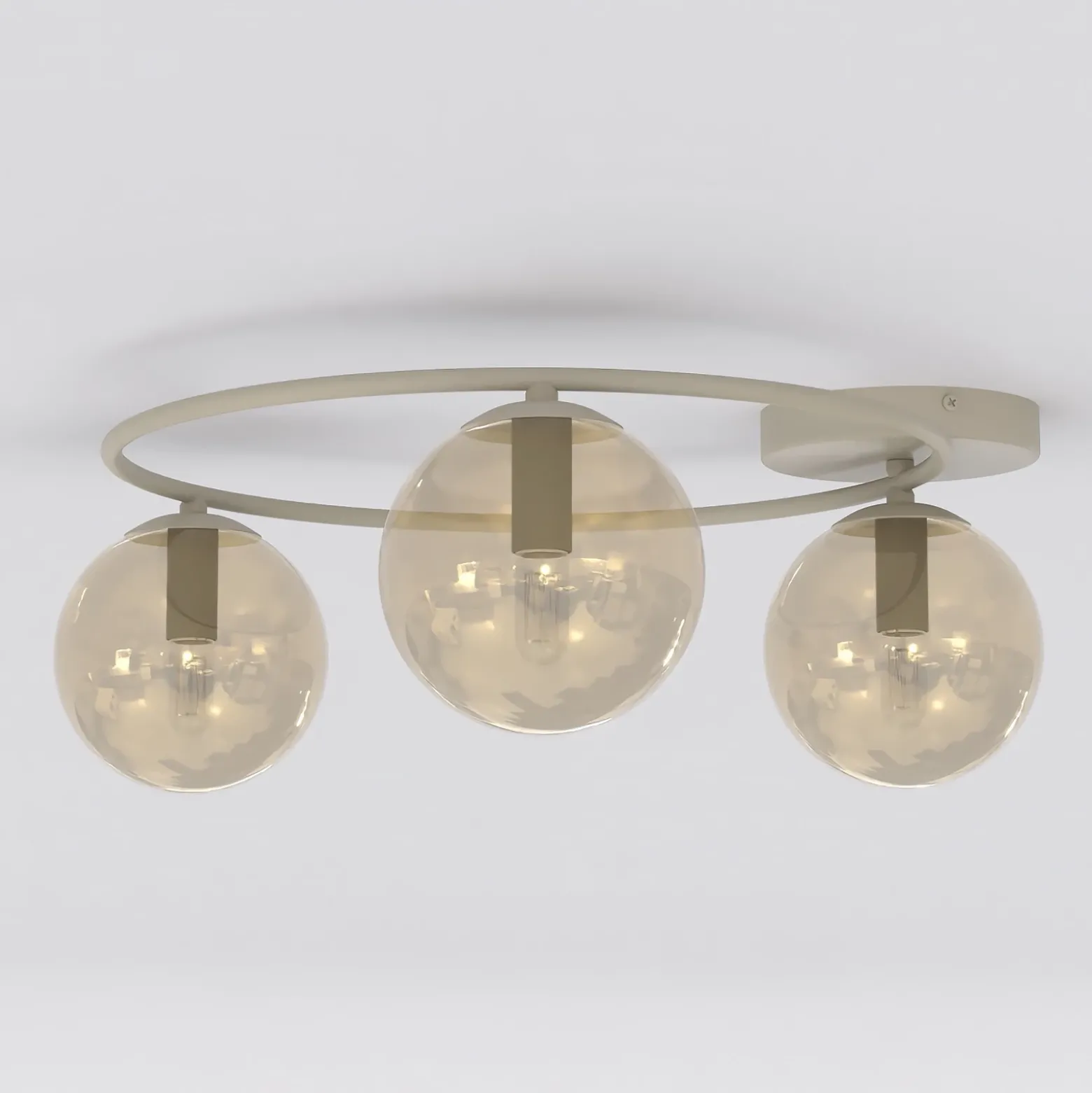Plafón Sopra, beige, Ø 47 cm, 3 luces, cristal/metal, casquillo E14