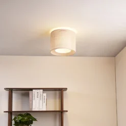 Plafón Soula de Lindby, Ø 26 cm, beige, plástico, E27