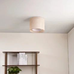 Plafón Soula de Lindby, Ø 26 cm, beige, plástico, E27