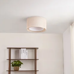 Plafón Soula de Lindby, Ø 40 cm, beige, plástico, E27