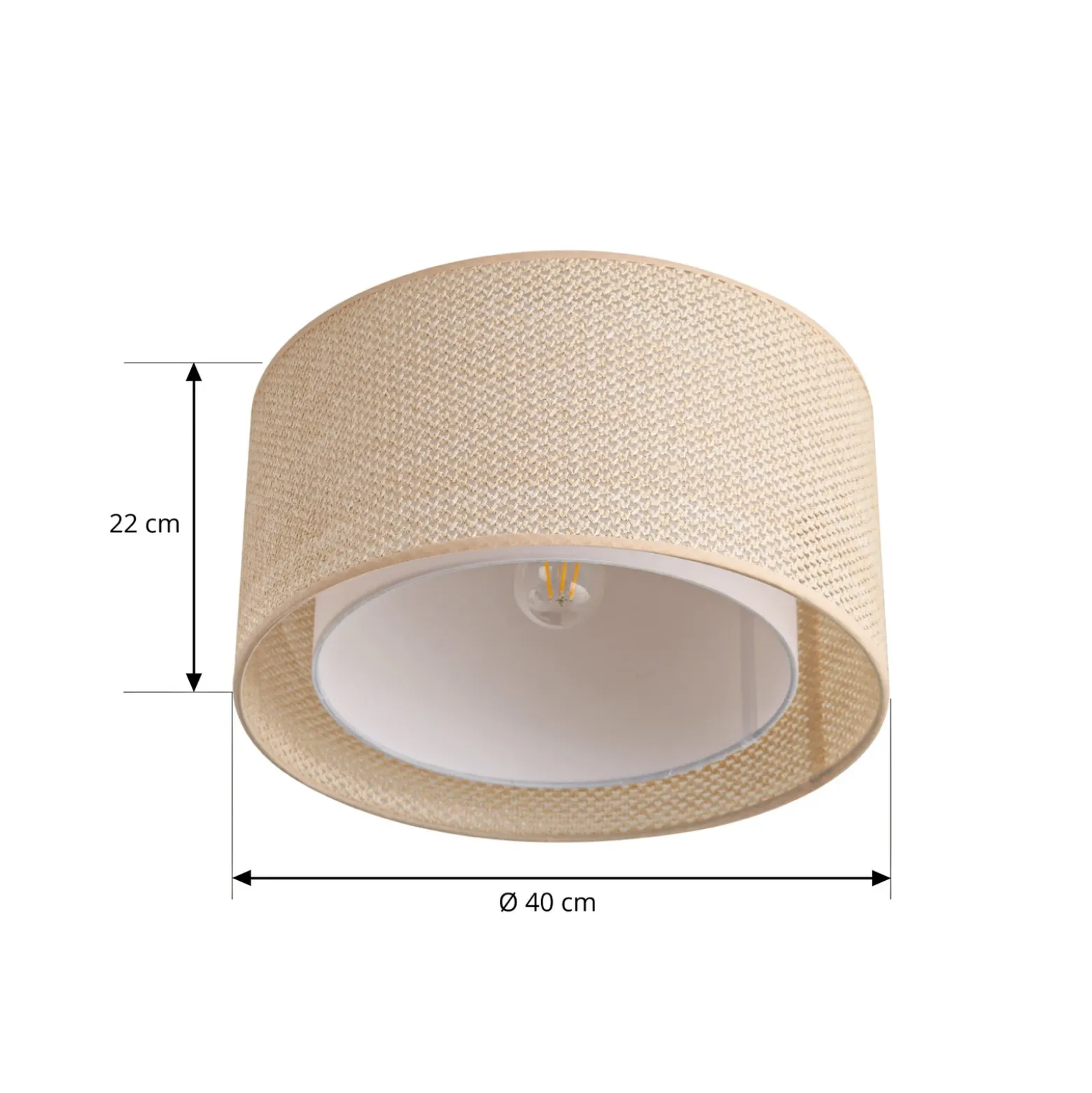 Plafón Soula de Lindby, Ø 40 cm, beige, plástico, E27