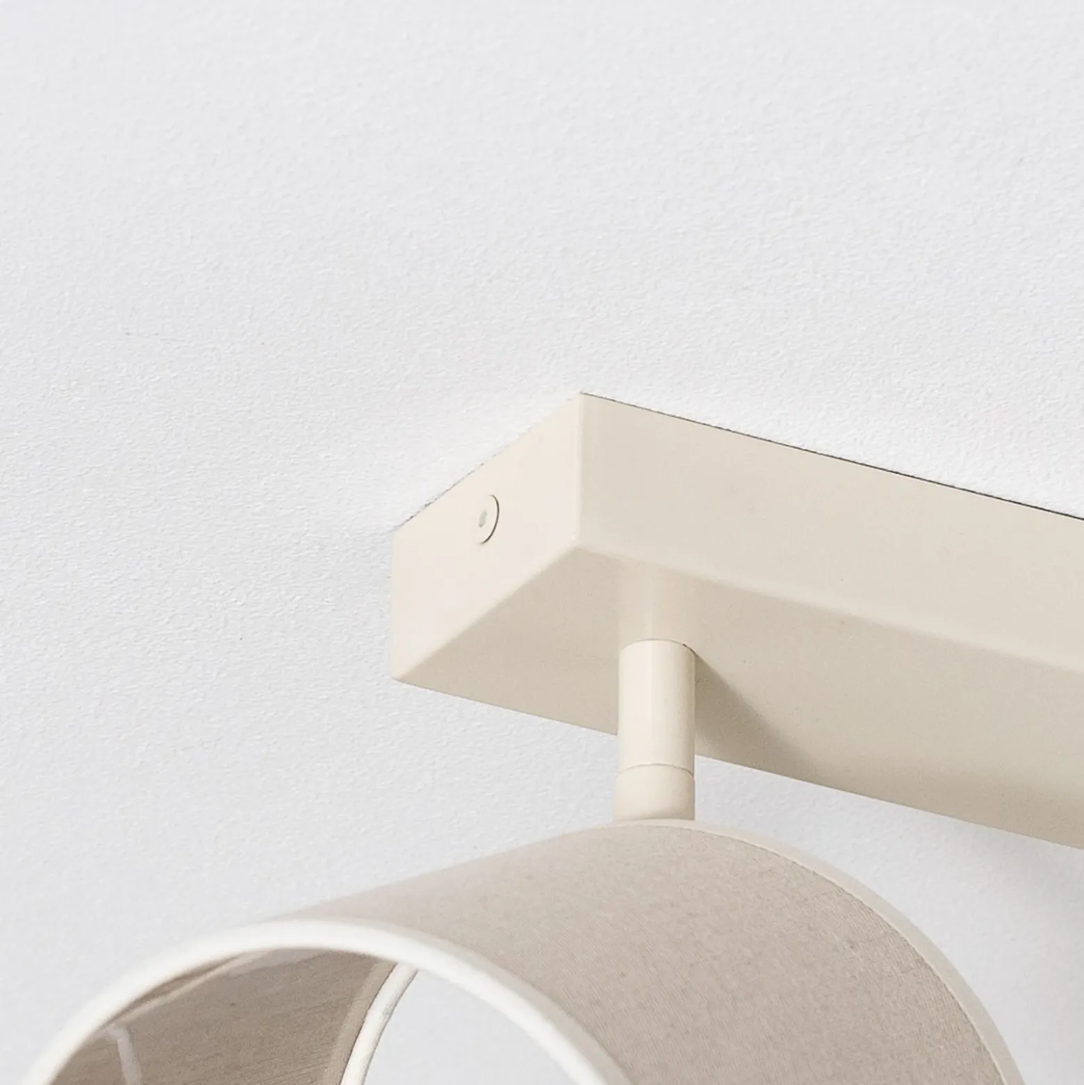 Plafón Suerte, blanco crema, textil lino, 4 luces