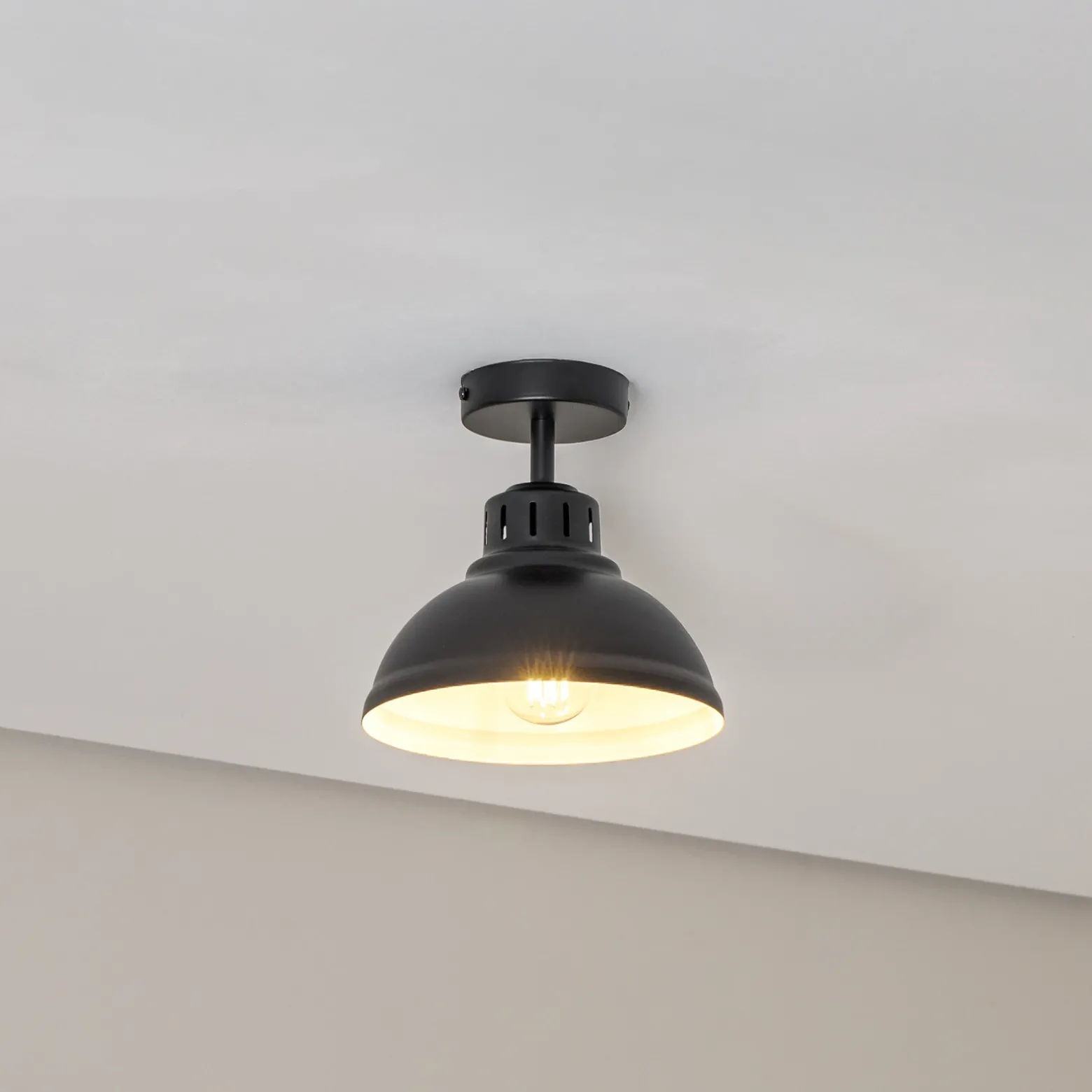 Plafón Sven, 1 luz, negro, acero, E27