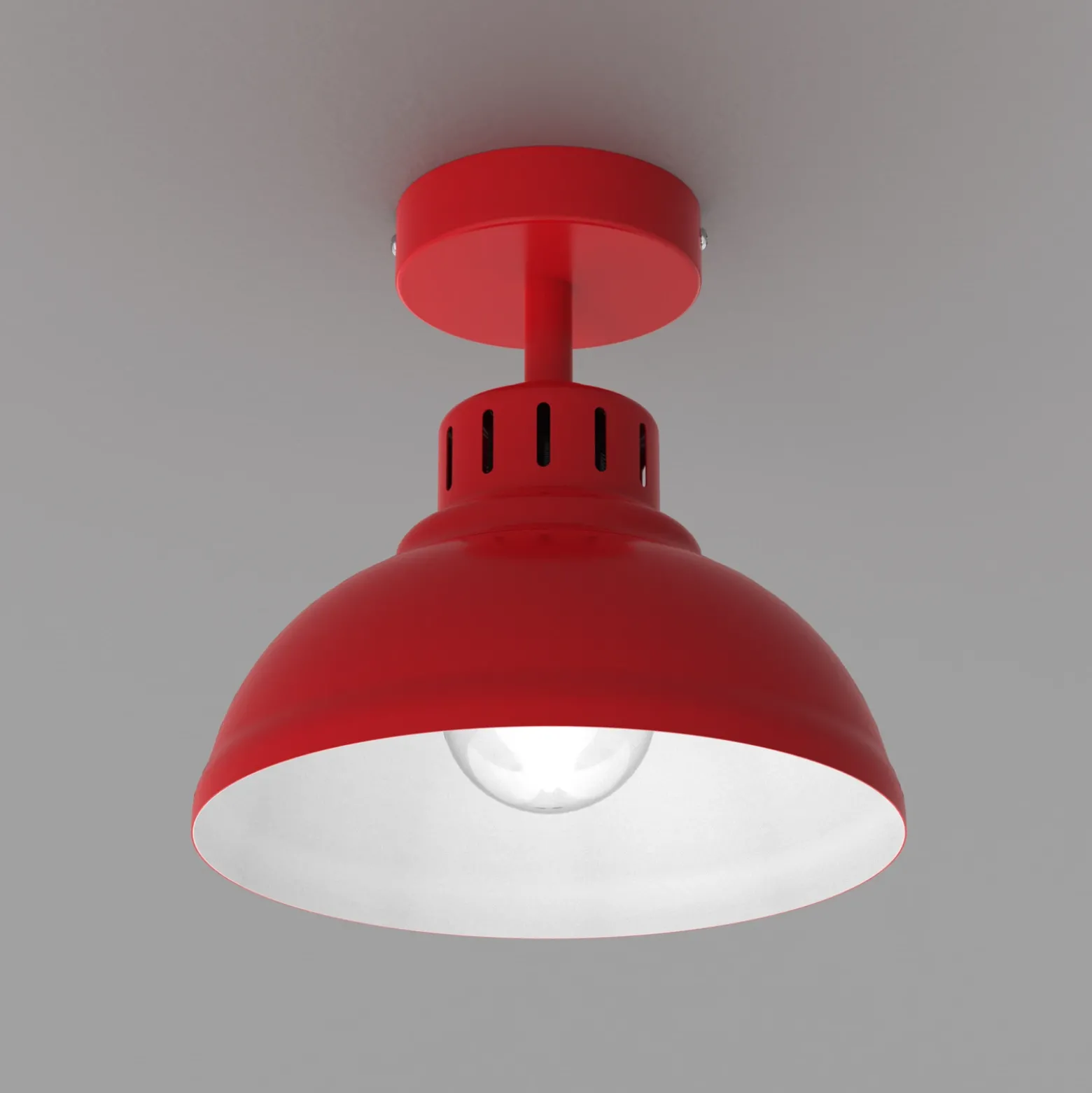 Plafón Sven, 1 luz, rojo, acero, E27