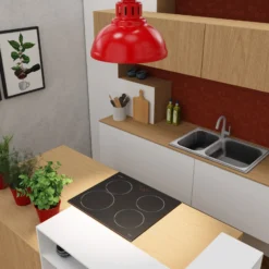 Plafón Sven, 1 luz, rojo, acero, E27