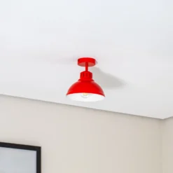 Plafón Sven, 1 luz, rojo, acero, E27