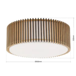 Plafón Tarta, Ø 50 cm, madera, difusor textil, 4 x E27
