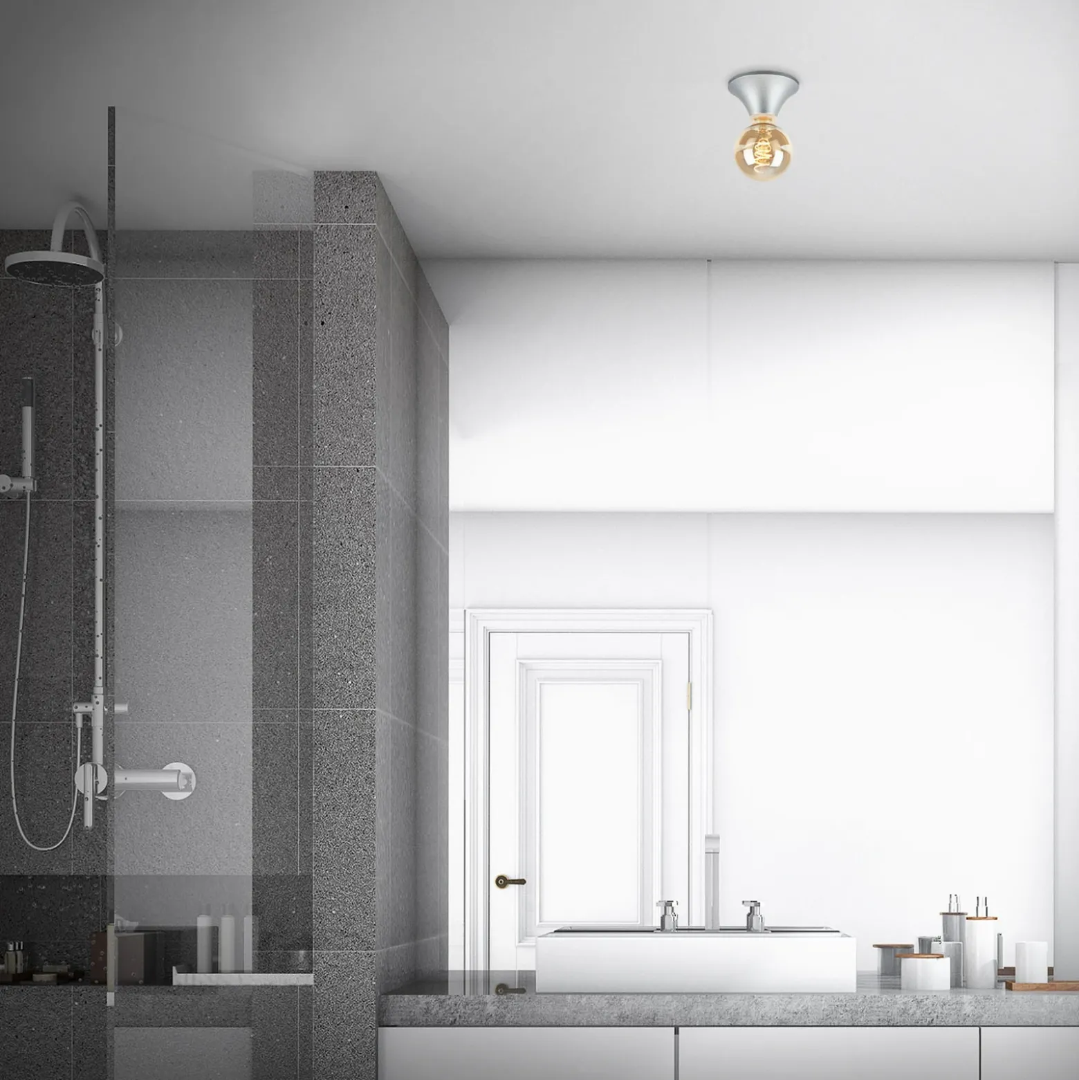 Plafón Tepel para baño IP44 E27 cromado mate