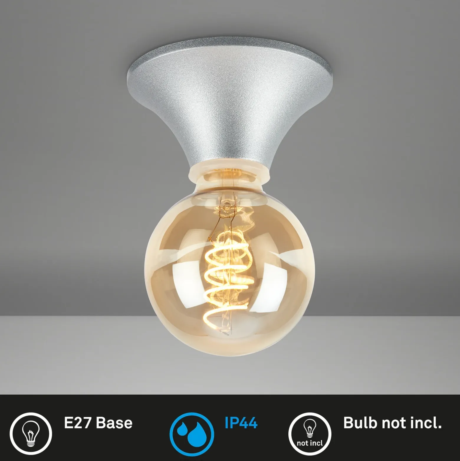 Plafón Tepel para baño IP44 E27 cromado mate