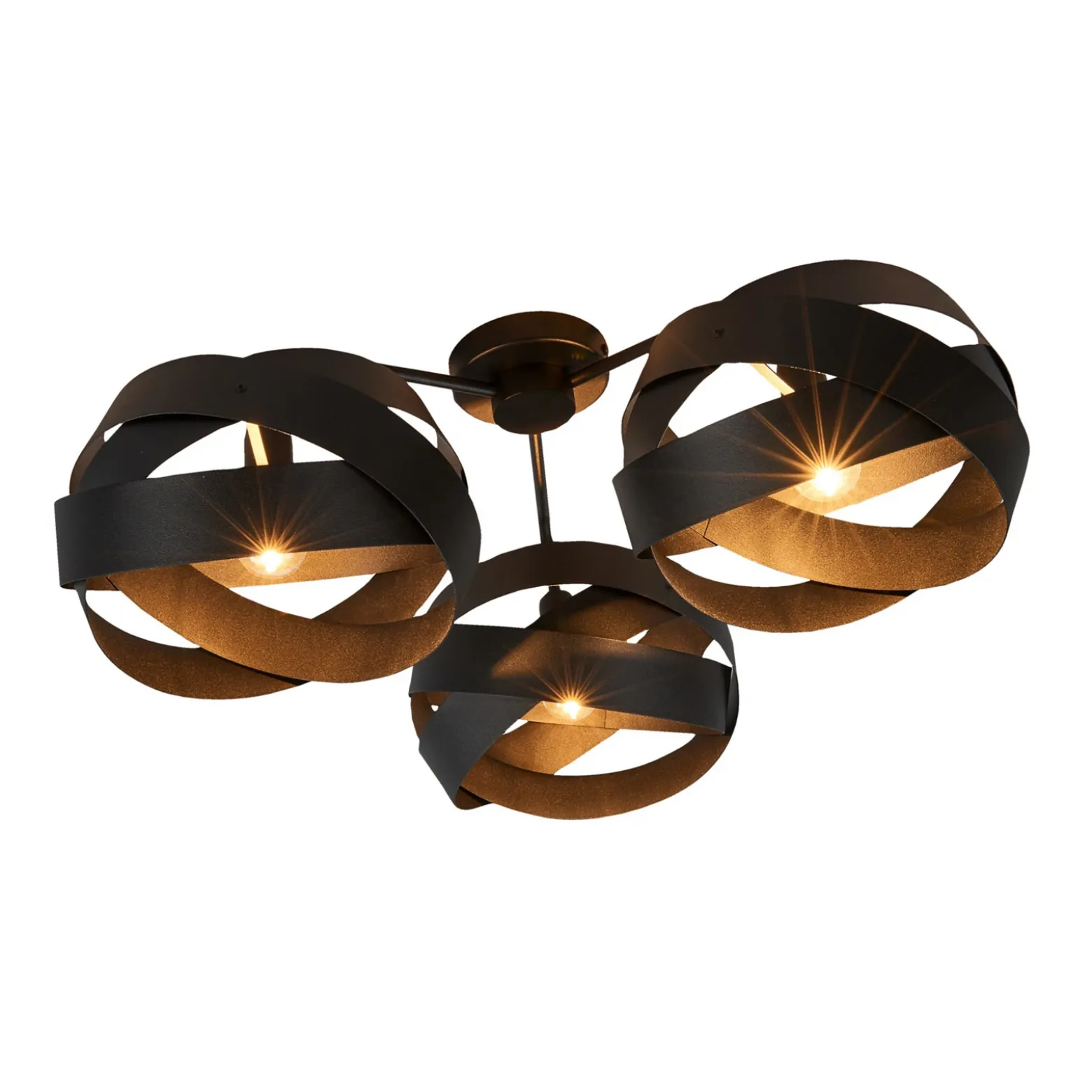 Plafón Tornado negro 3 luces