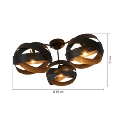 Plafón Tornado negro 3 luces