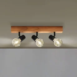 Plafón Townshend 3 de madera 3 luces negro