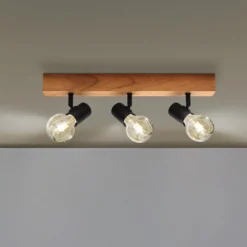 Plafón Townshend 3 de madera 3 luces negro