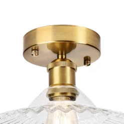 Plafón Trish, latón/transparente, cristal, Ø 22 cm, E27