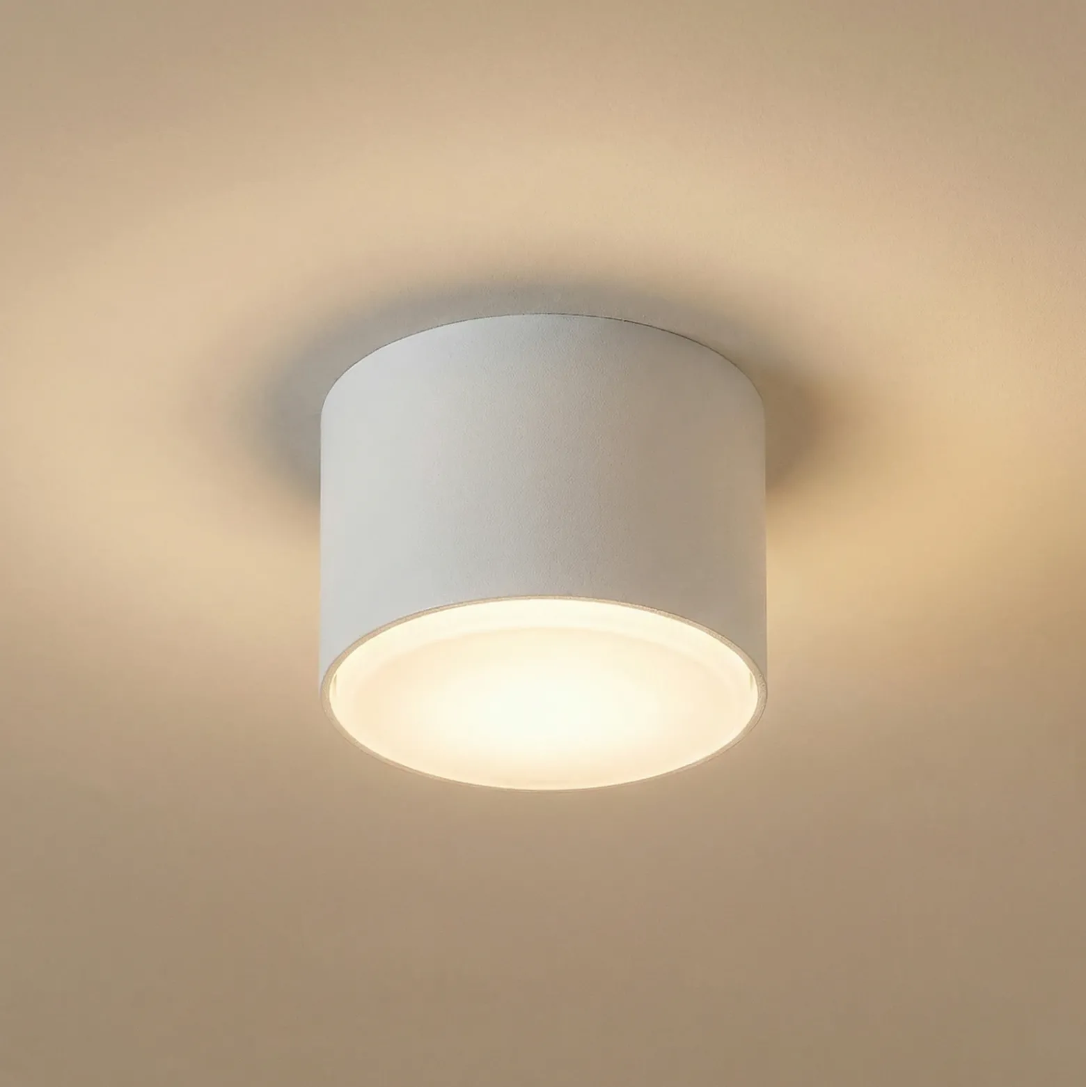 Plafón Tubo S, blanca, acero, Ø 8 cm, GX53