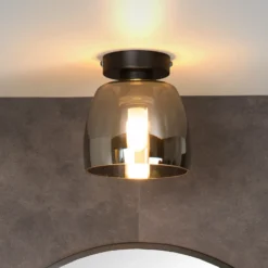 Plafón Tyler para cuarto de baño, negro/gris humo