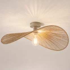 Plafón Valdorin de Lindby, beige, 75 cm x 50 cm, papel