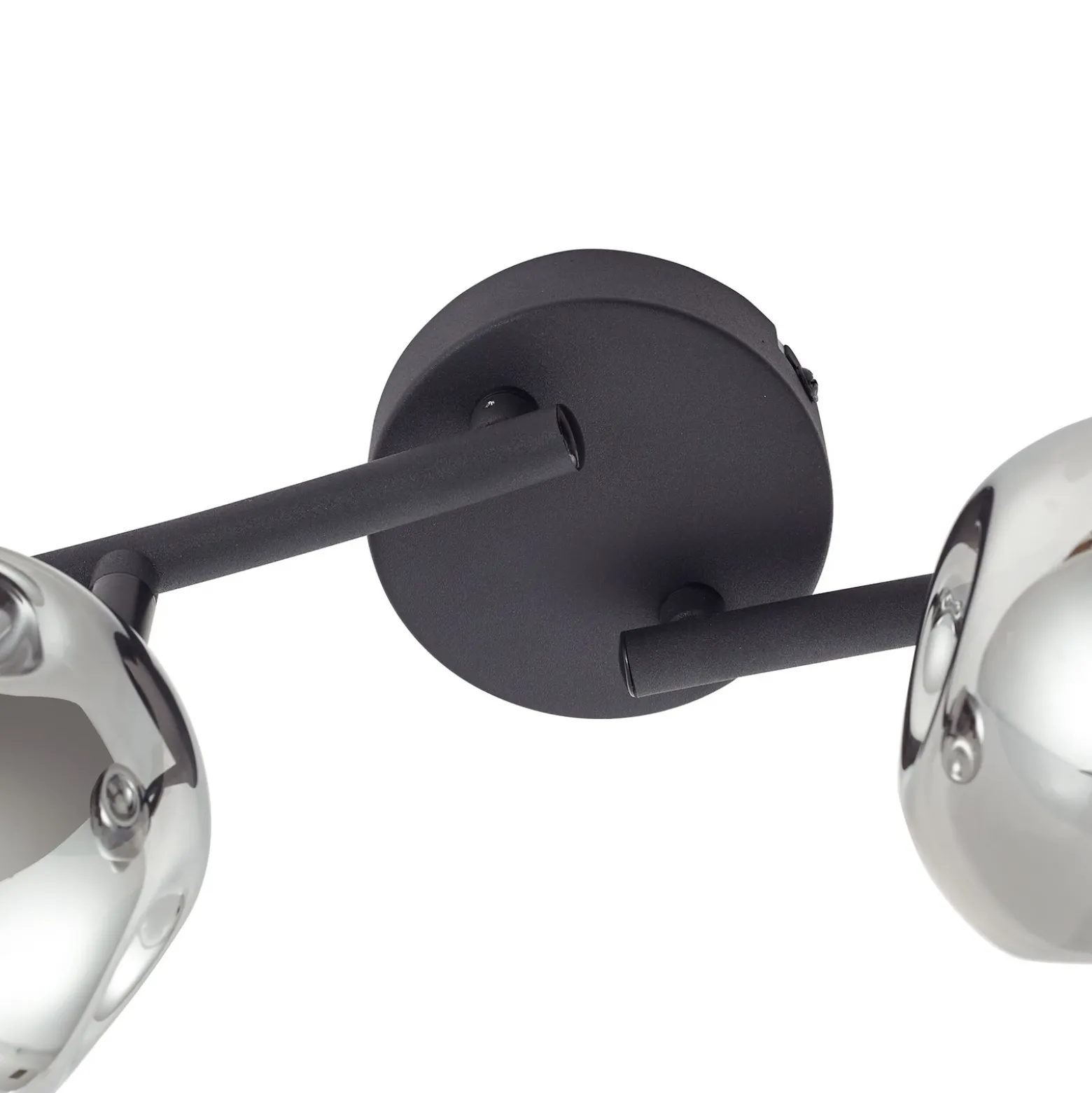 Plafón Valentina de Lindby, gris/negro, 4 luces, cristal
