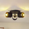 Plafón Vasilia de Lindby, 3 luces, negro/dorado, tela
