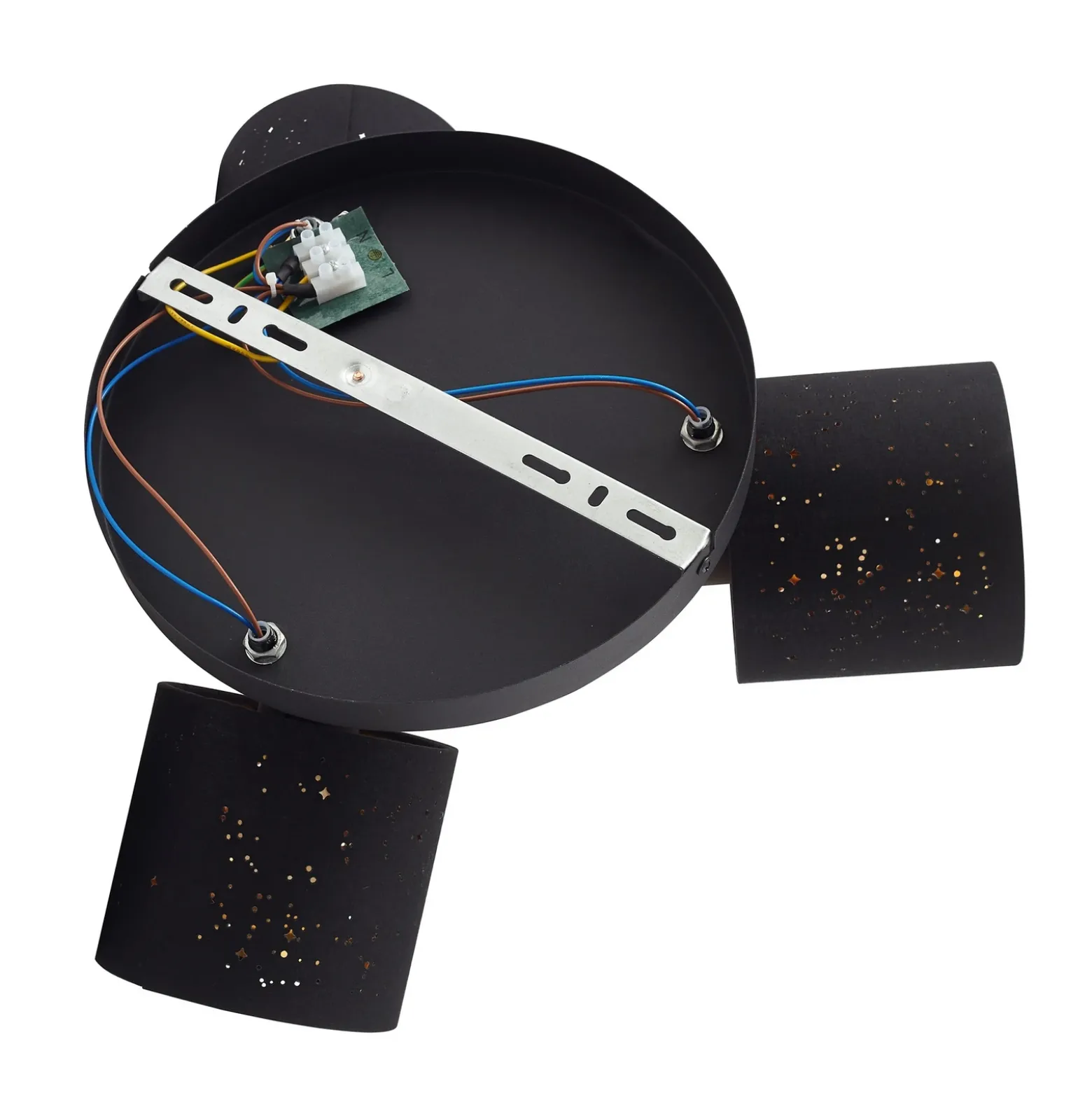 Plafón Vasilia de Lindby, 3 luces, negro/dorado, tela