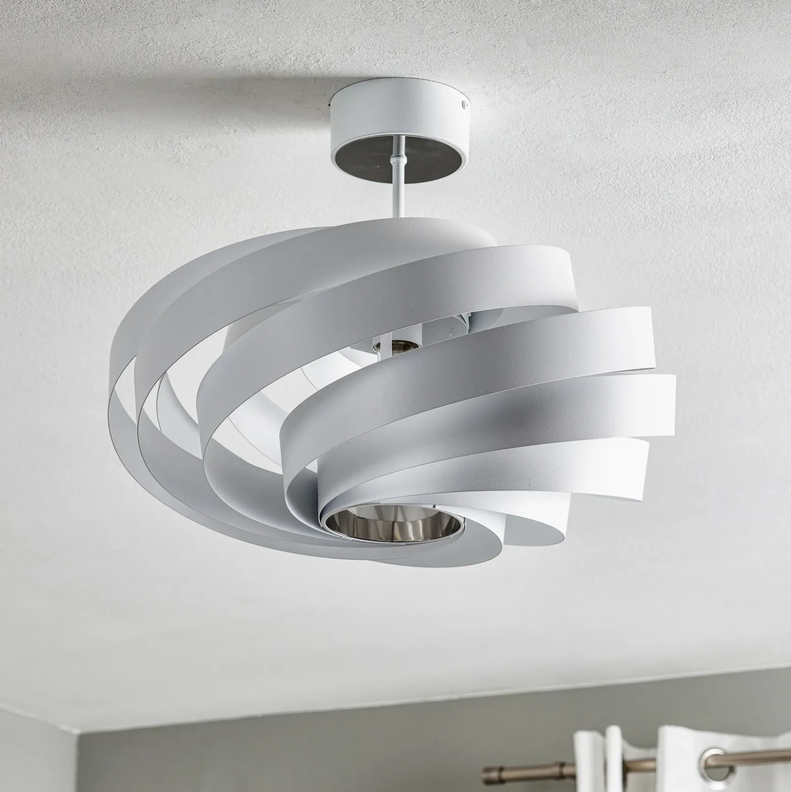 Plafón Vento, blanco, de metal, Ø 50 cm