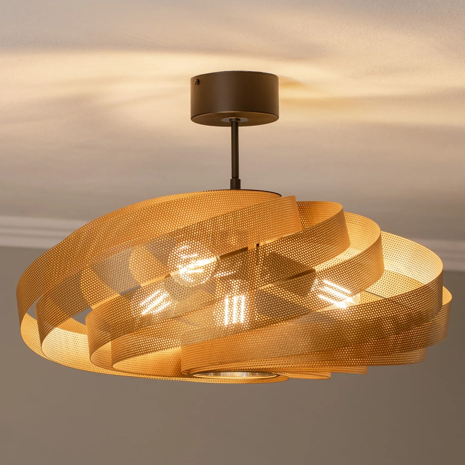 Plafón Vento, dorado, Ø 60 cm