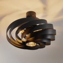 Plafón Vento, negro, Ø 60 cm, metal, E27