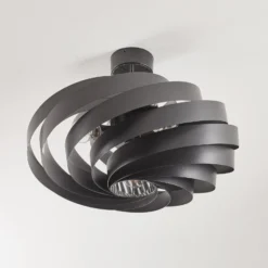 Plafón Vento, negro, Ø 60 cm, metal, E27