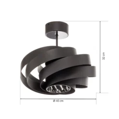 Plafón Vento, negro, Ø 40 cm, metal, E27