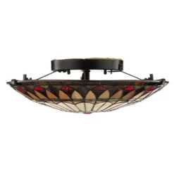 Plafón West End, bronce/multicolor, Ø 42 cm, cristal
