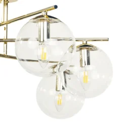 Plafón Zoe, color dorado, 72 cm de largo, 6 luces, cristal