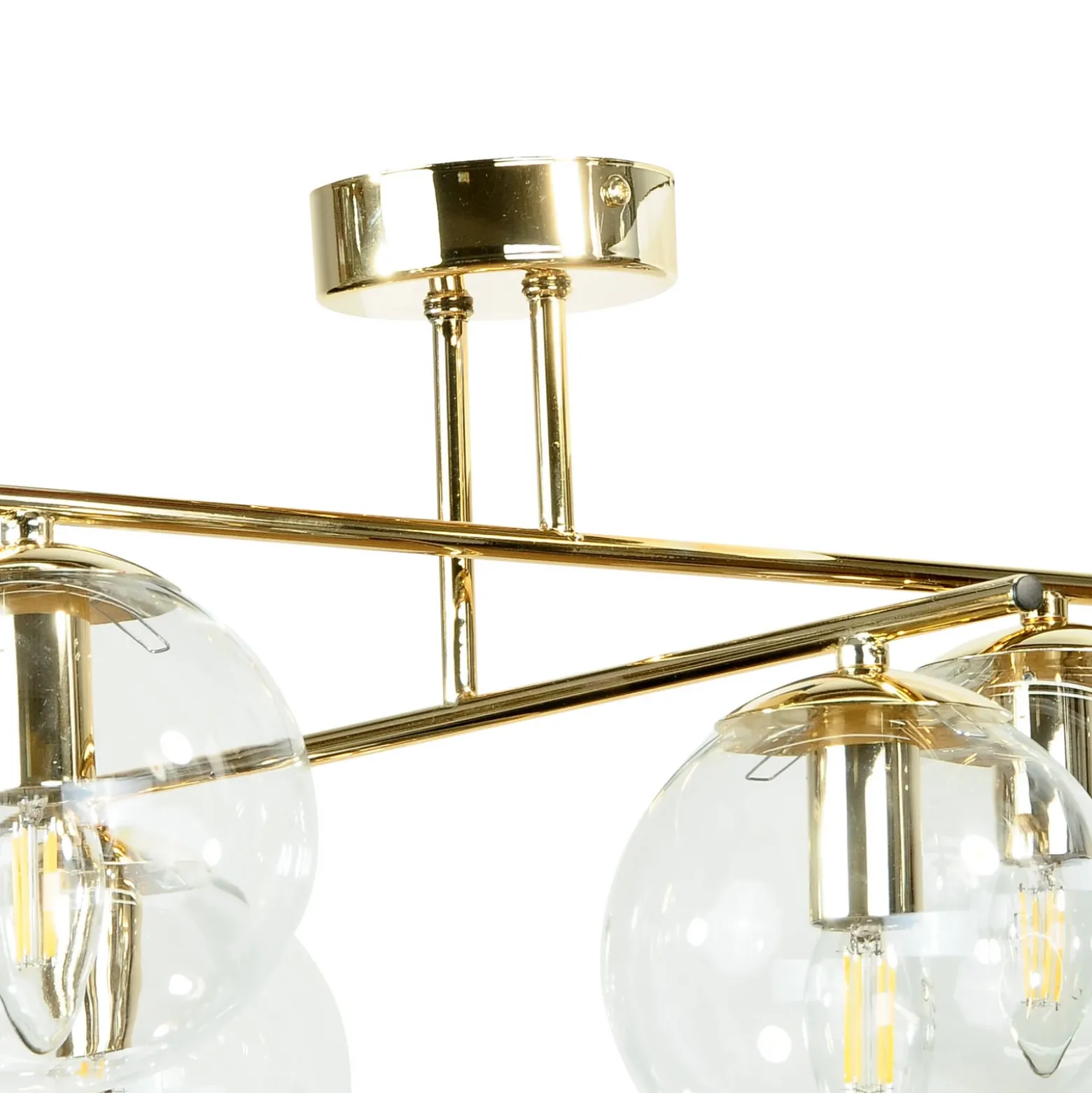 Plafón Zoe, color dorado, longitud 51 cm, cristal, 4 luces