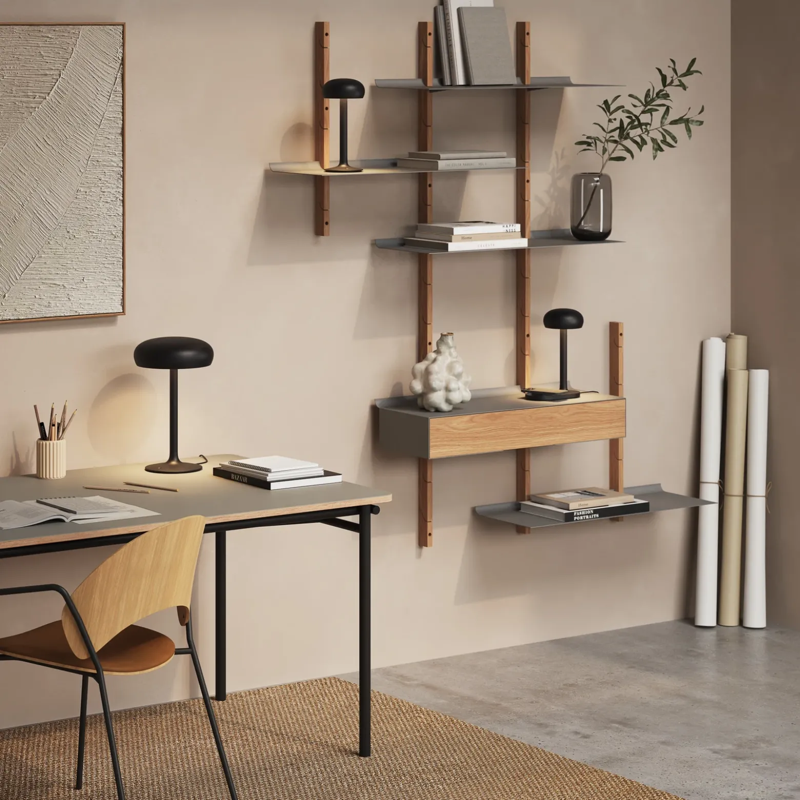 PLEASE WAIT to be SEATED Lámpara de mesa Emendo, negra, QI