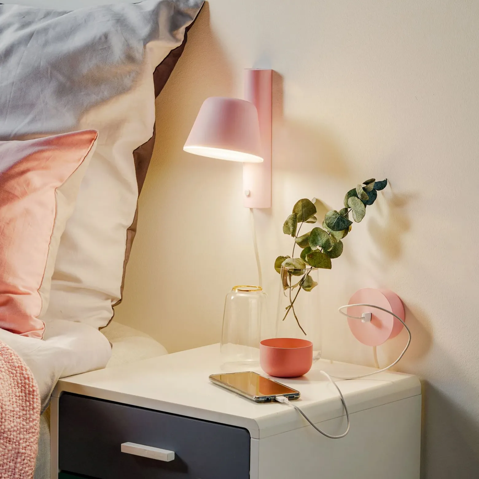 Prandina Bima W1 USB aplique LED, rosa