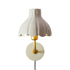 PR Home Aplique de pared Wells, beige/dorado, 21 cm, metal