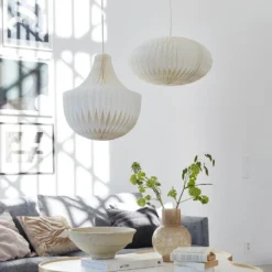 PR Home Lámpara colgante Anita con pantalla de papel, blanca