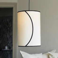 PR Home Lámpara colgante Ava, Ø 30 cm, algodón orgánico, color crema