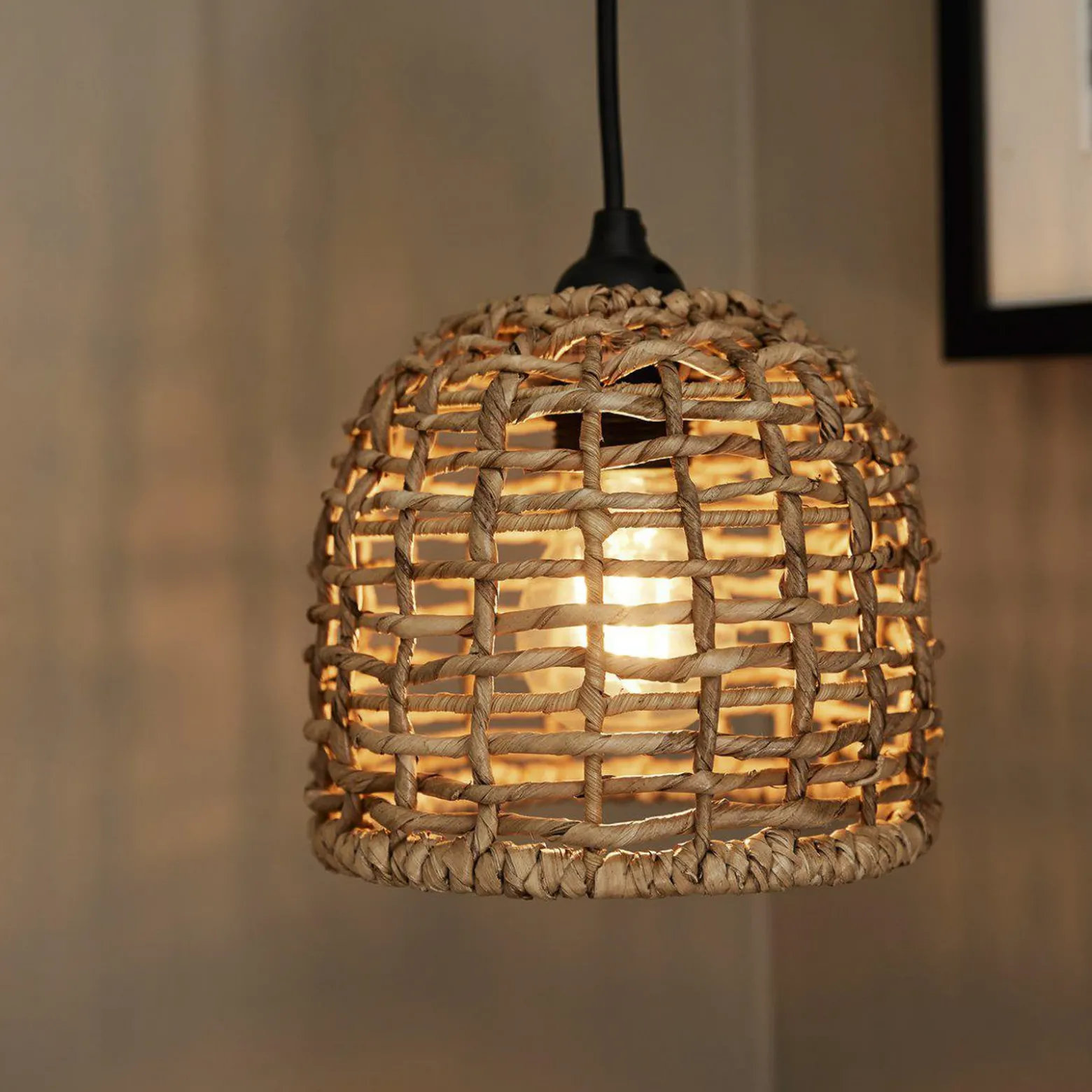 PR Home Lámpara colgante Cebu, Ø 17 cm, Lampakanay, marrón natural