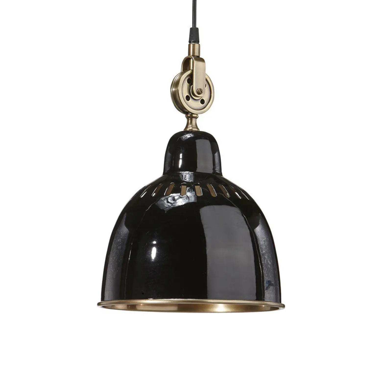 PR Home Lámpara colgante Cleveland, Ø 23 cm, negro/latón