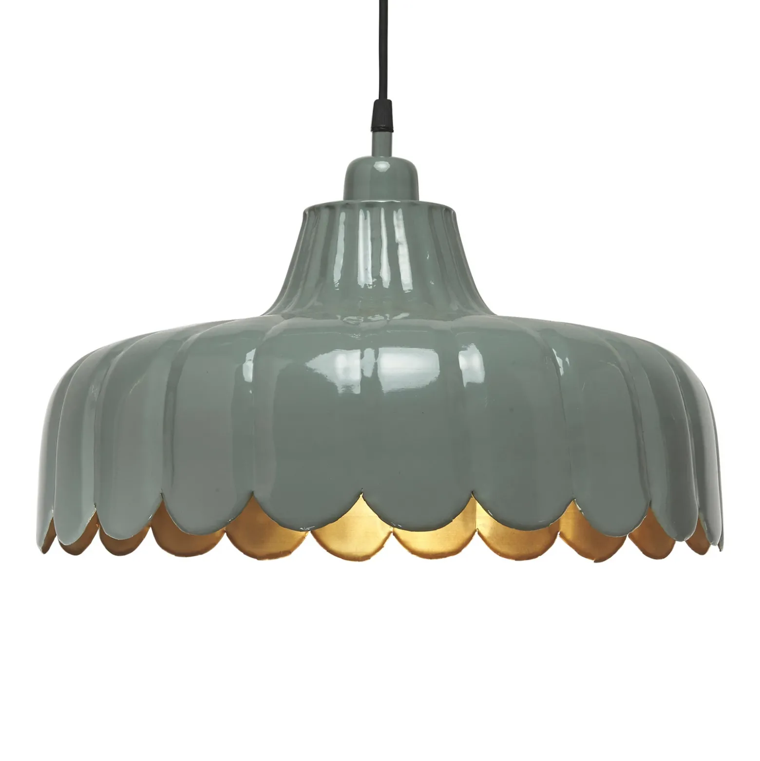 PR Home lámpara colgante Wells, verde/oro, Ø 43 cm, metal