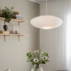 PR Home lámpara colgante Yuni, blanca, Ø 60 cm, suspensión blanca, E14